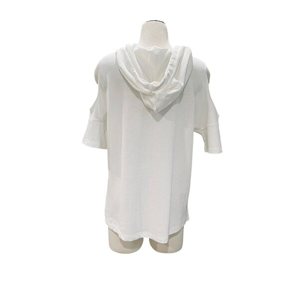 NWT Oversized Hayden LA Hoodie Tee Blue White Stripe Cotton Coastal Boho Top - Picture 6 of 9